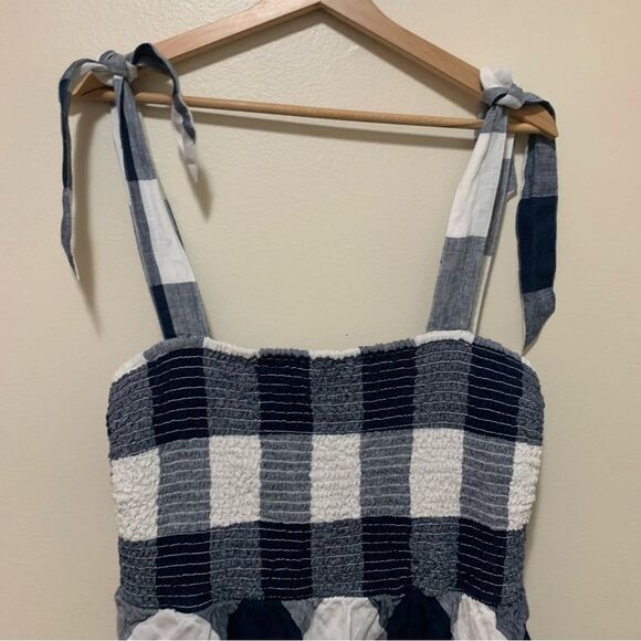 Crown & Ivy Blue and White Checkered Gingham Midi Dress size large - Picture 2 of 7
